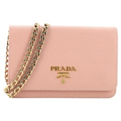 Prada Chain Wallet Crossbody Saffiano Leather