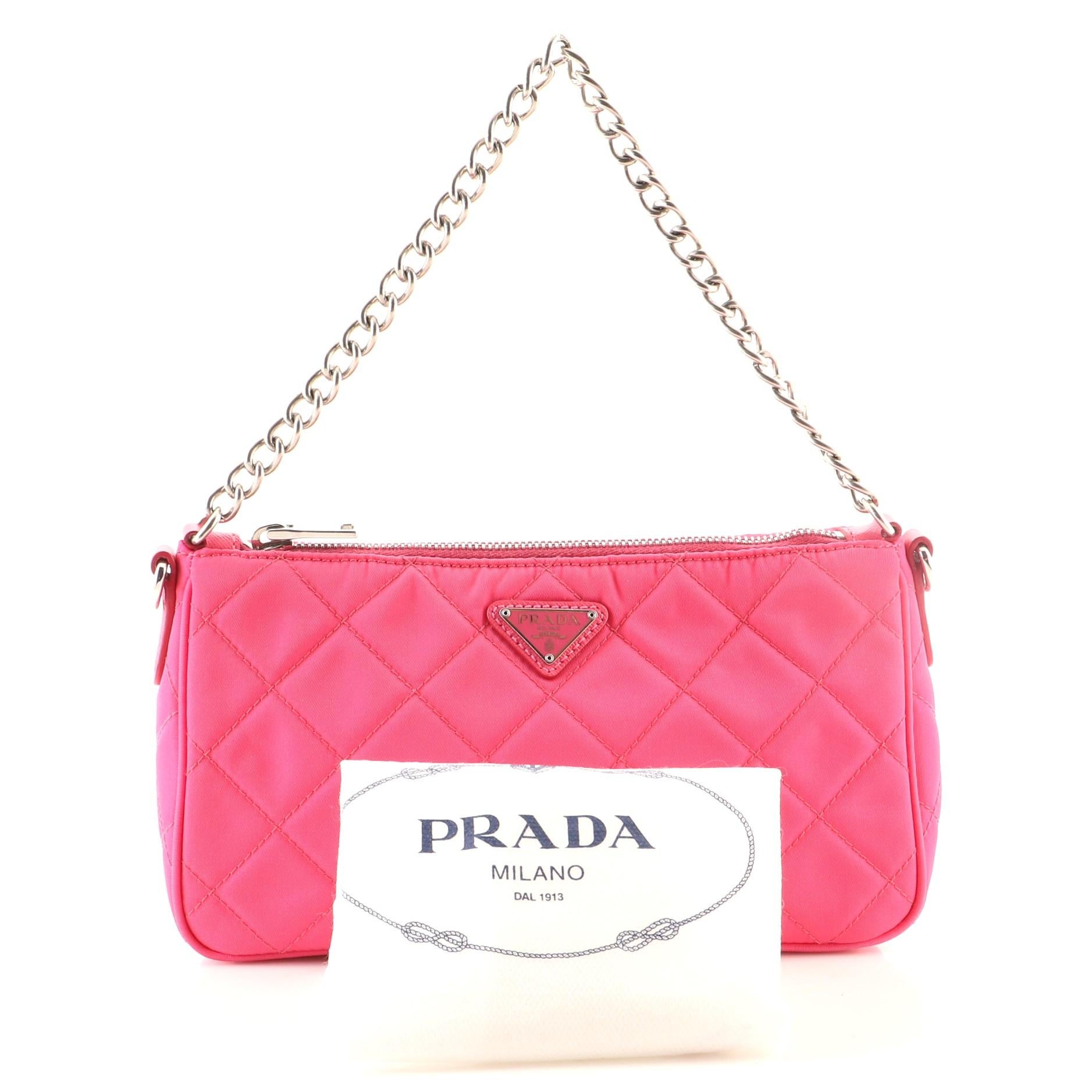 Prada Chain Zip Shoulder Bag Quilted Tessuto Small at 1stDibs prada
