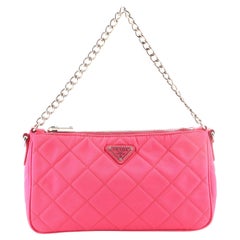 Prada Chain Zip Shoulder Bag Quilted Tessuto Small