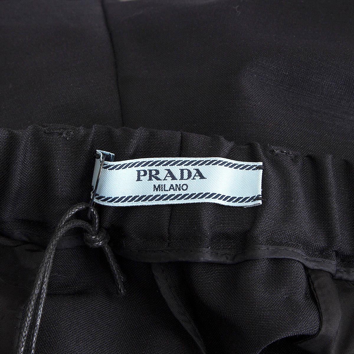 PRADA  charcoal grey 2019 SUMMER KID MOHAIR WIDE LEG Pants 44 L In Excellent Condition For Sale In Zürich, CH