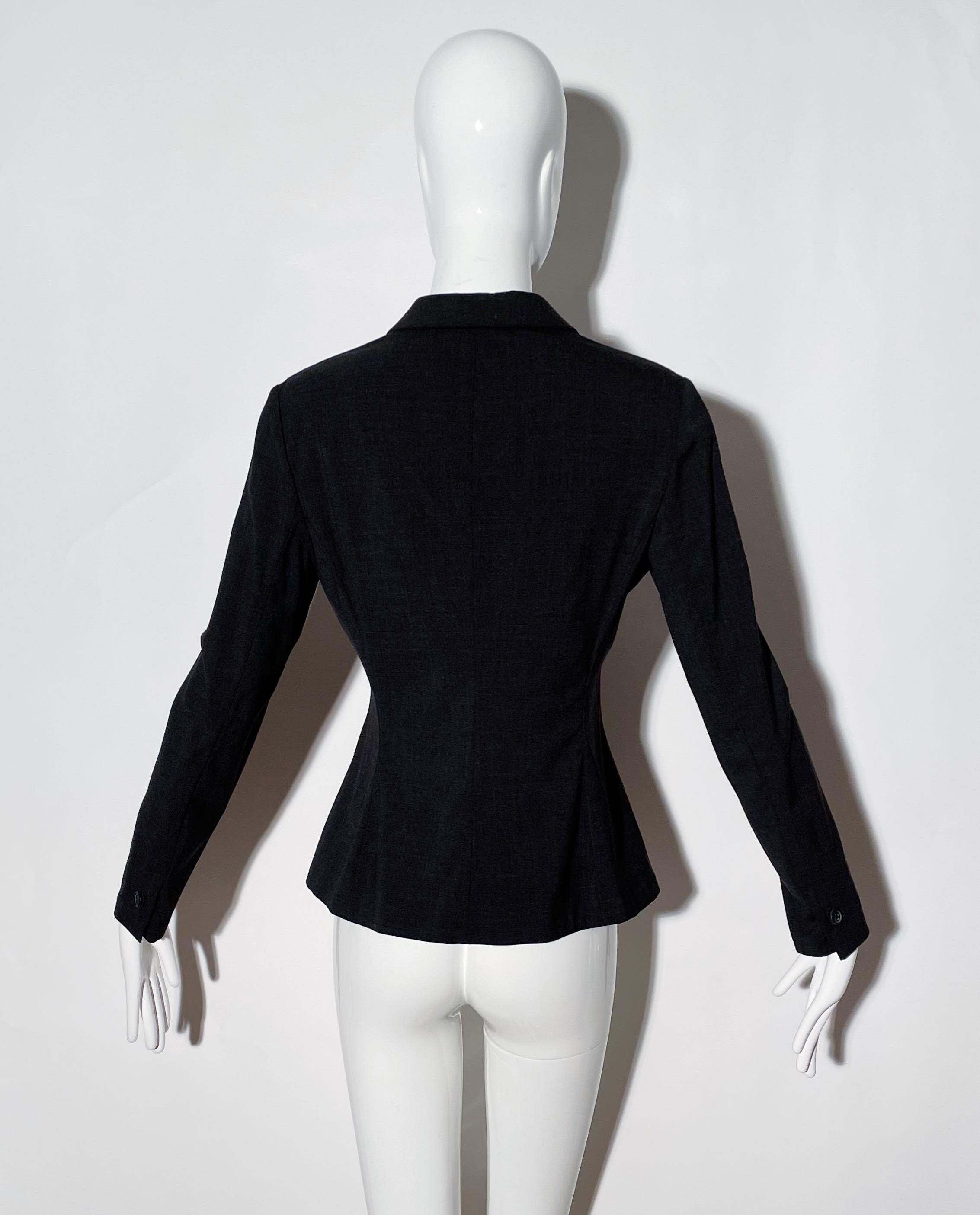 Prada Charcoal Grey Blouse  In Excellent Condition For Sale In Los Angeles, CA