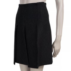 PRADA charcoal grey wool 1998 ASYMMETRIC BOX PLEAT Skirt 38 XS