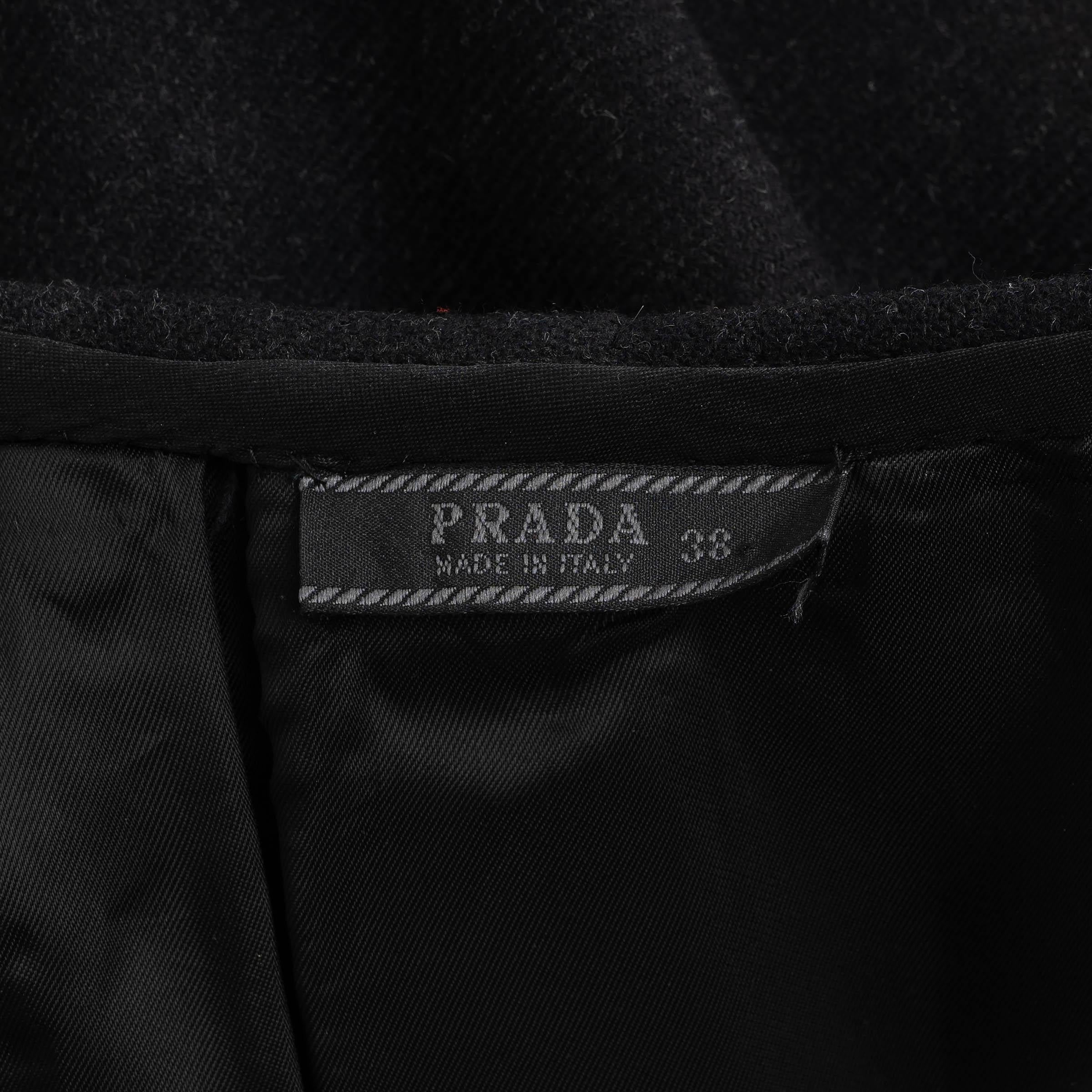 PRADA Gonna in lana grigio antracite 1998 ASIMMETRICO BOX PLEAT 38 XS in vendita 1