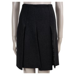 PRADA charcoal grey wool 1998 ASYMMETRIC BOX PLEAT Skirt 38 XS