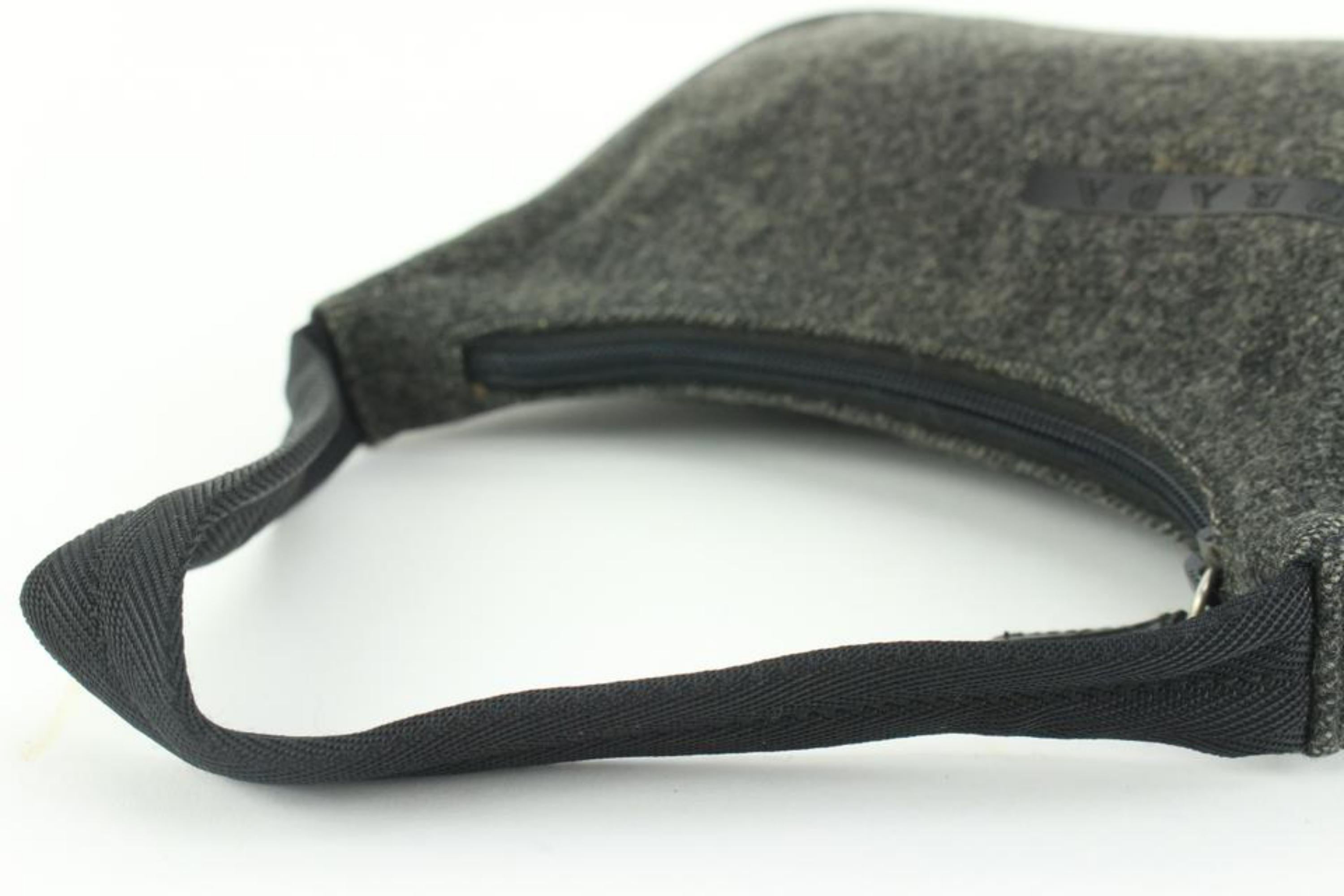 Black Prada Charcoal Grey Wool Mini Hobo Shoulder Bag 13p36 For Sale