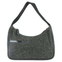 Prada Charcoal Grey Wool Mini Hobo Shoulder Bag 13p36