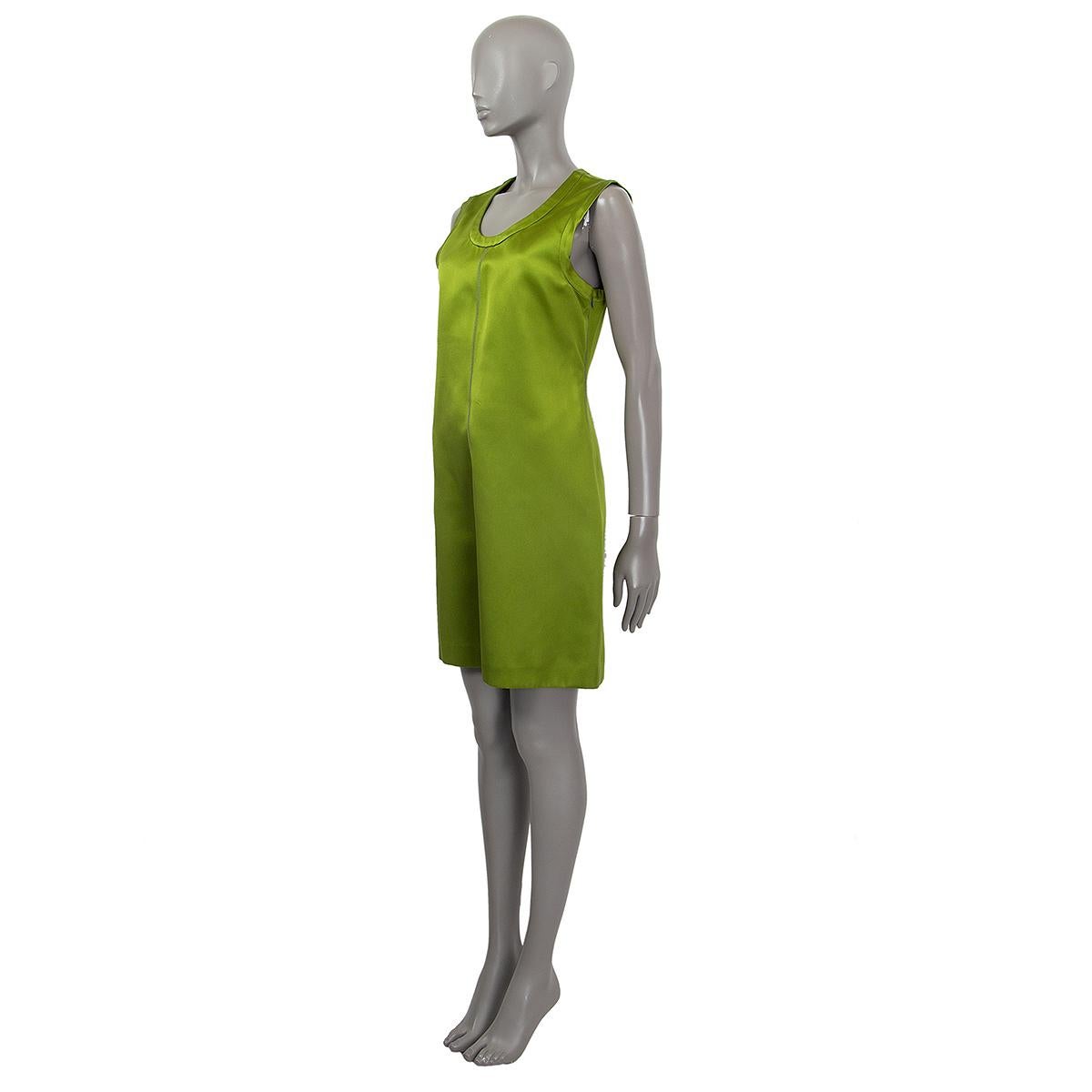 100% authentic Prada sleeveless satin mini dress in chartreuse green silk (100%). Opens with a concealed zipper on the side. Unlined. Has been worn and is in  excellent condition.

Measurements
Tag Size	42
Size	M
Bust From	92cm (35.9in)
Waist