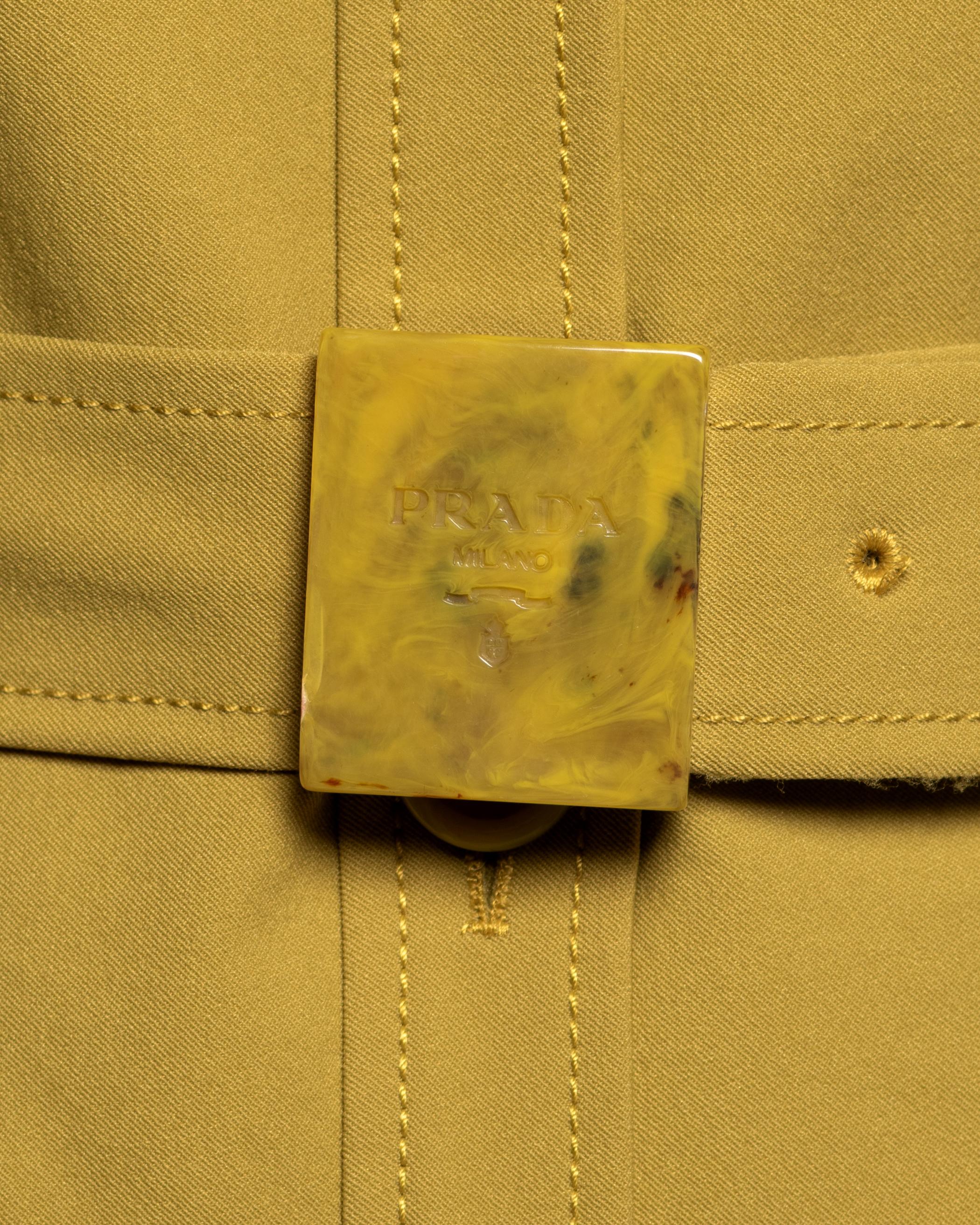 Ensemble veste safari, jupe et sac imprimé chartreuse Prada, SS 1996 Excellent état - En vente à London, GB