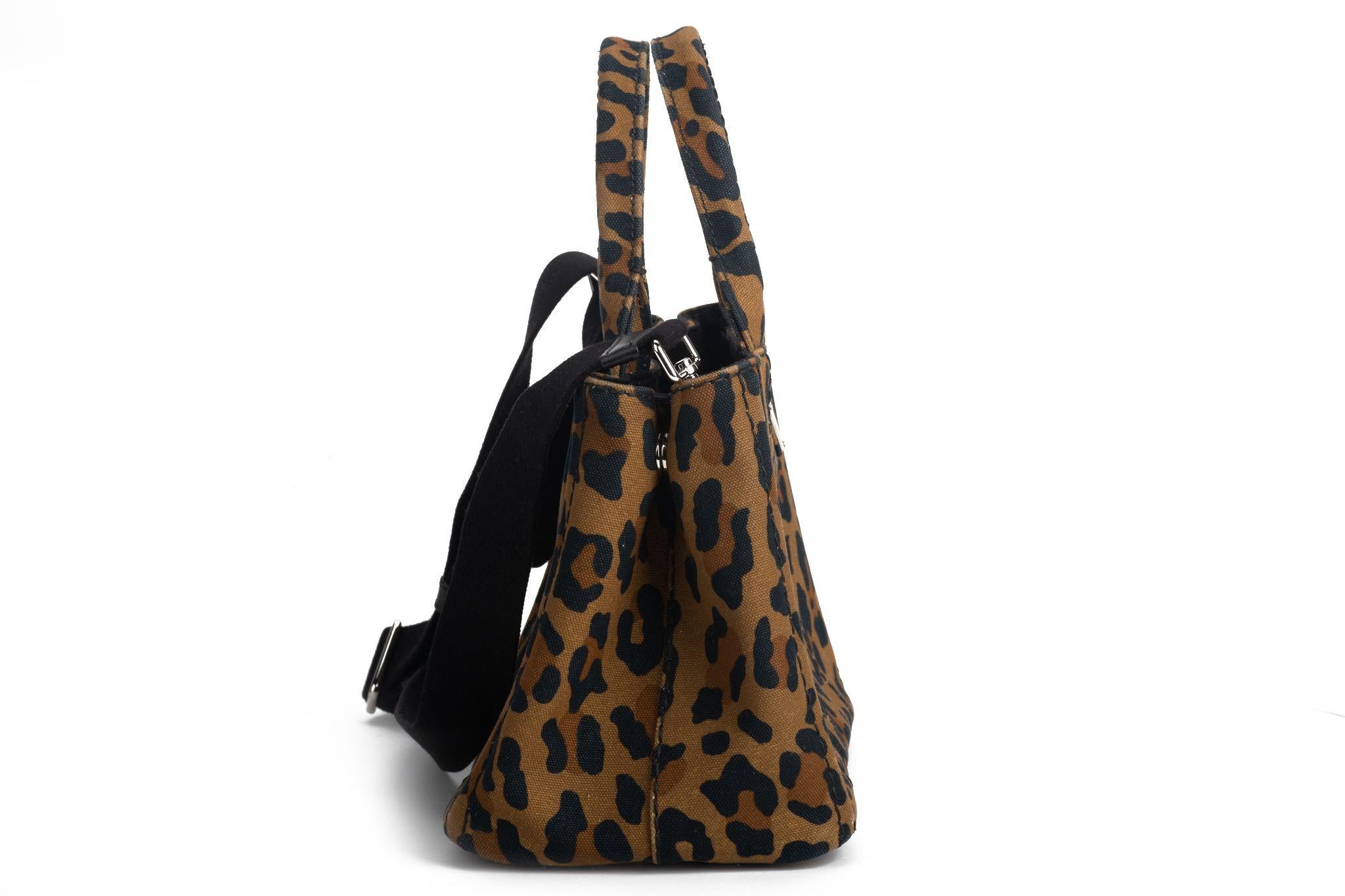Black Prada Cheetah Print 2 Way Handbag