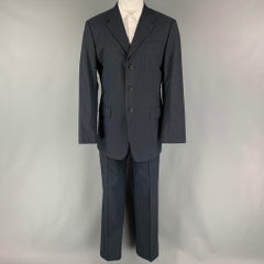 PRADA Chest Size 40 Navy Blue Stripe Cotton Single breasted 34 32 Suit
