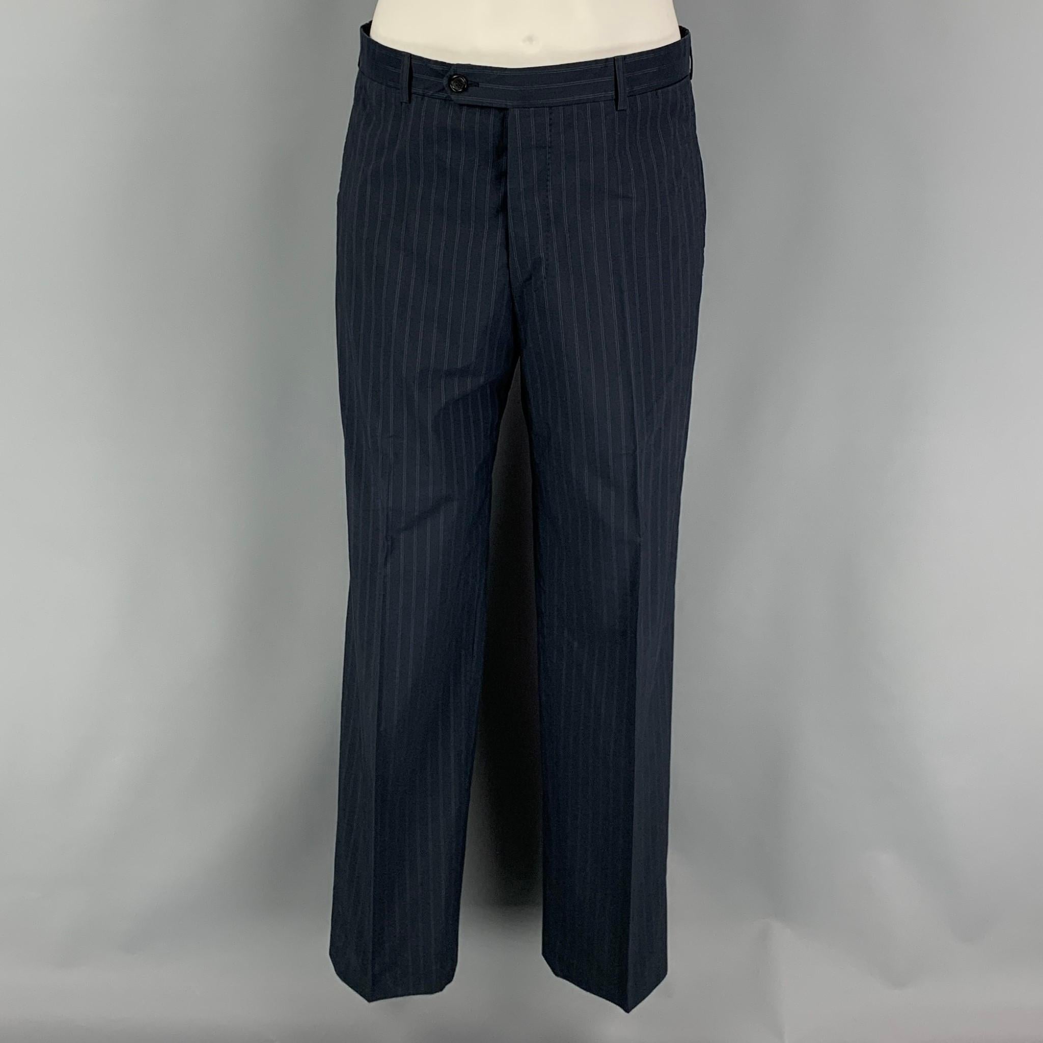 PRADA Chest Size 40 Navy Blue Stripe Cotton Single breasted 34 32 Suit 2