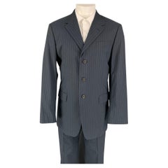 PRADA Chest Size 40 Navy Blue Stripe Cotton Single breasted 34 32 Suit