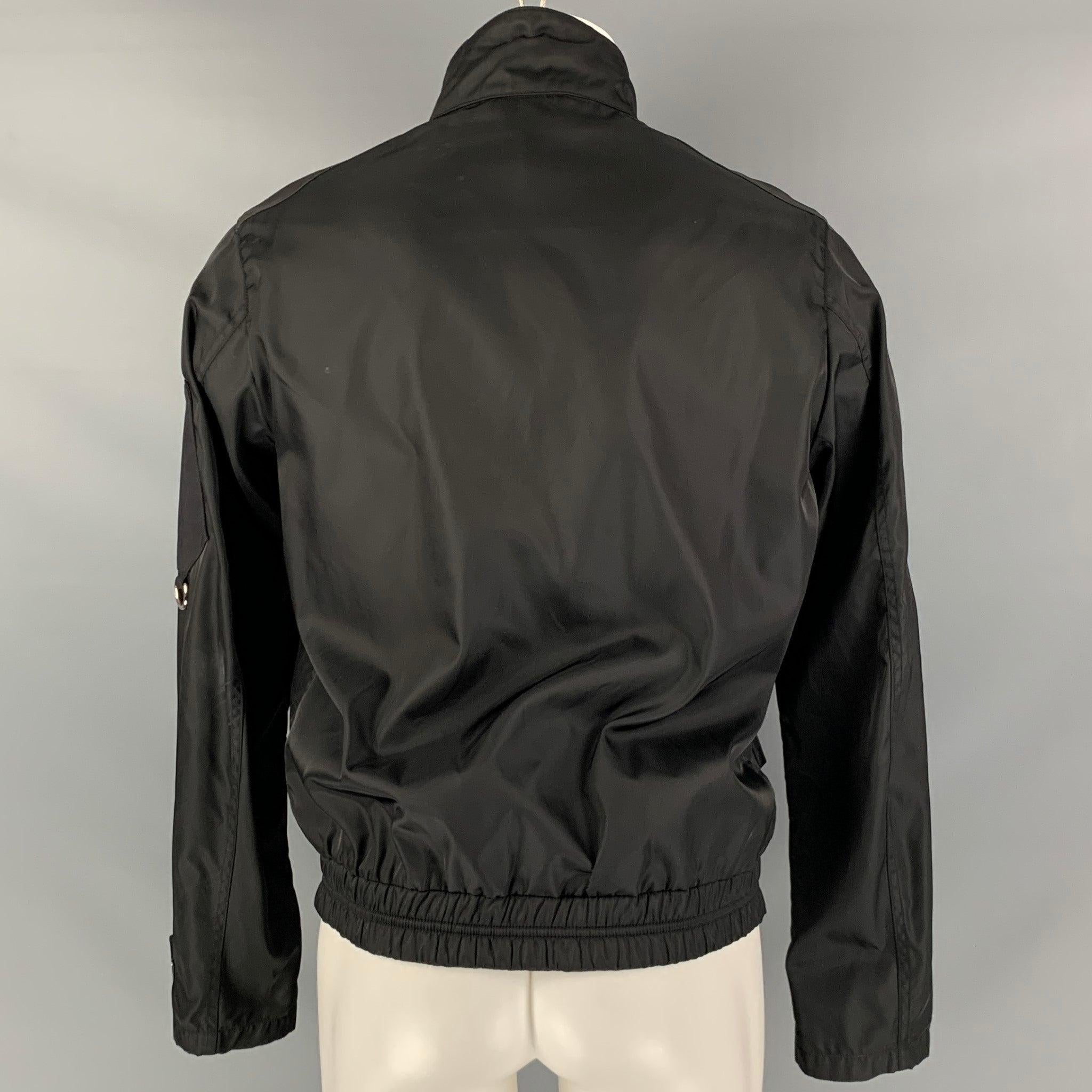 PRADA Chest Size 40 Size 40 Black Nylon Bomber Jacket In Excellent Condition In San Francisco, CA