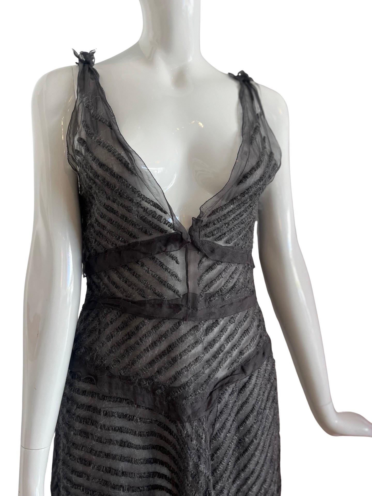 Black Prada Chiffon Silk and Mohair Dress