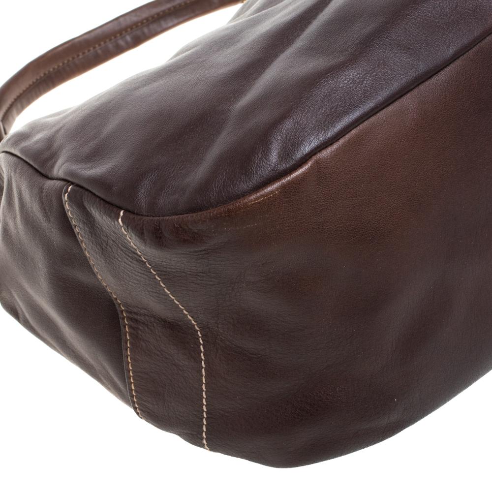 Women's Prada Choco Brown Vitello Soft Leather Hobo