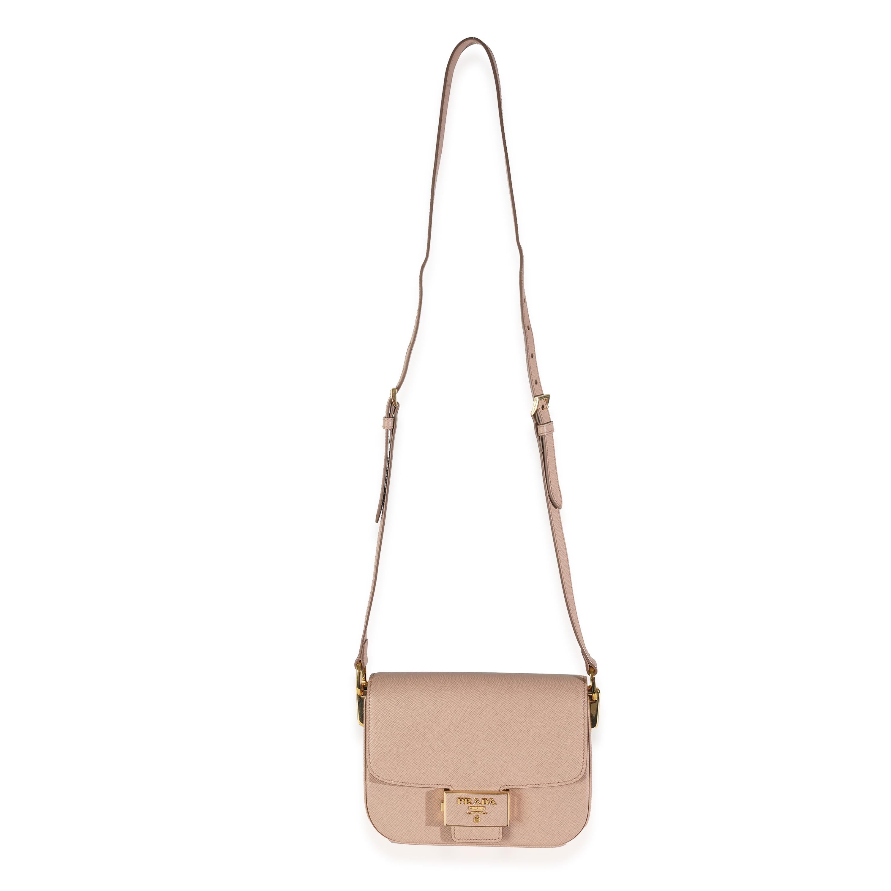 Prada Cipria Saffiano Lux Embleme Flap Shoulder Bag For Sale 1