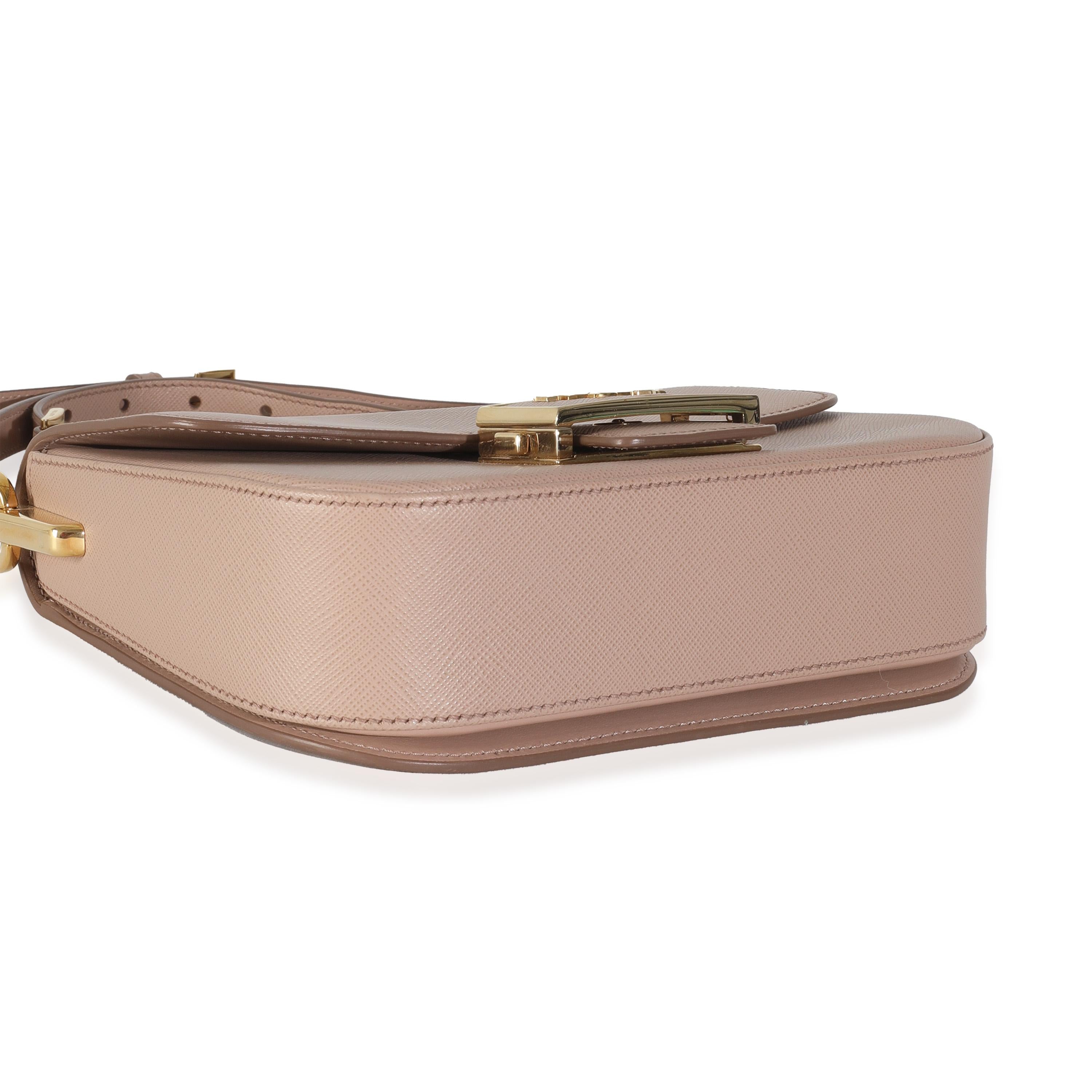 Prada Cipria Saffiano Lux Embleme Flap Shoulder Bag For Sale 2