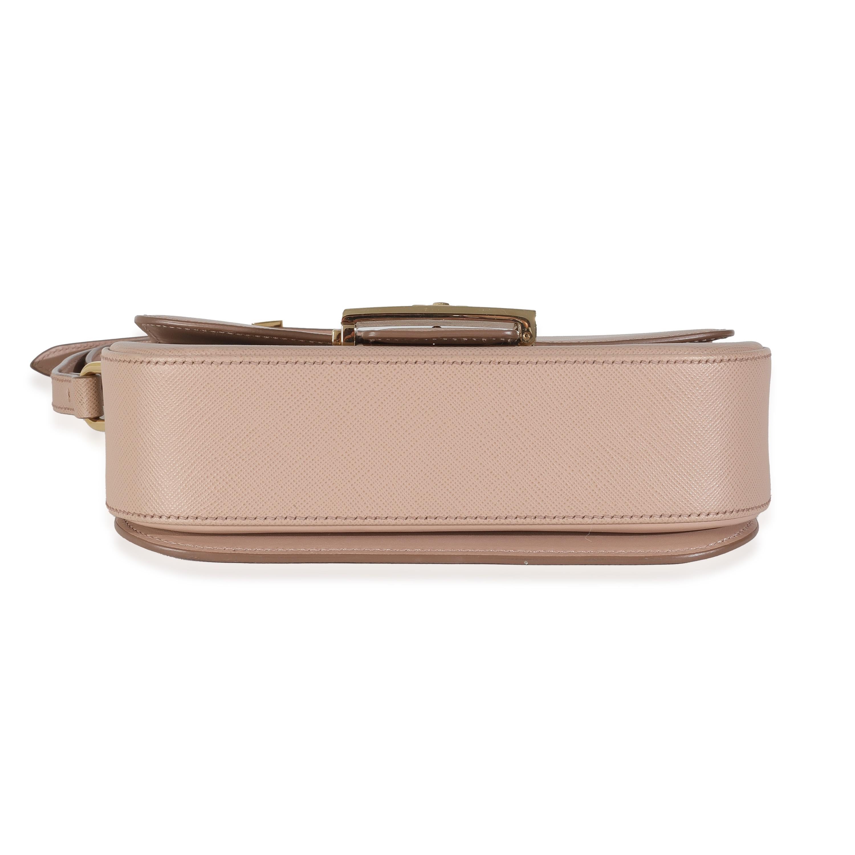 Prada Cipria Saffiano Lux Embleme Flap Shoulder Bag For Sale 3