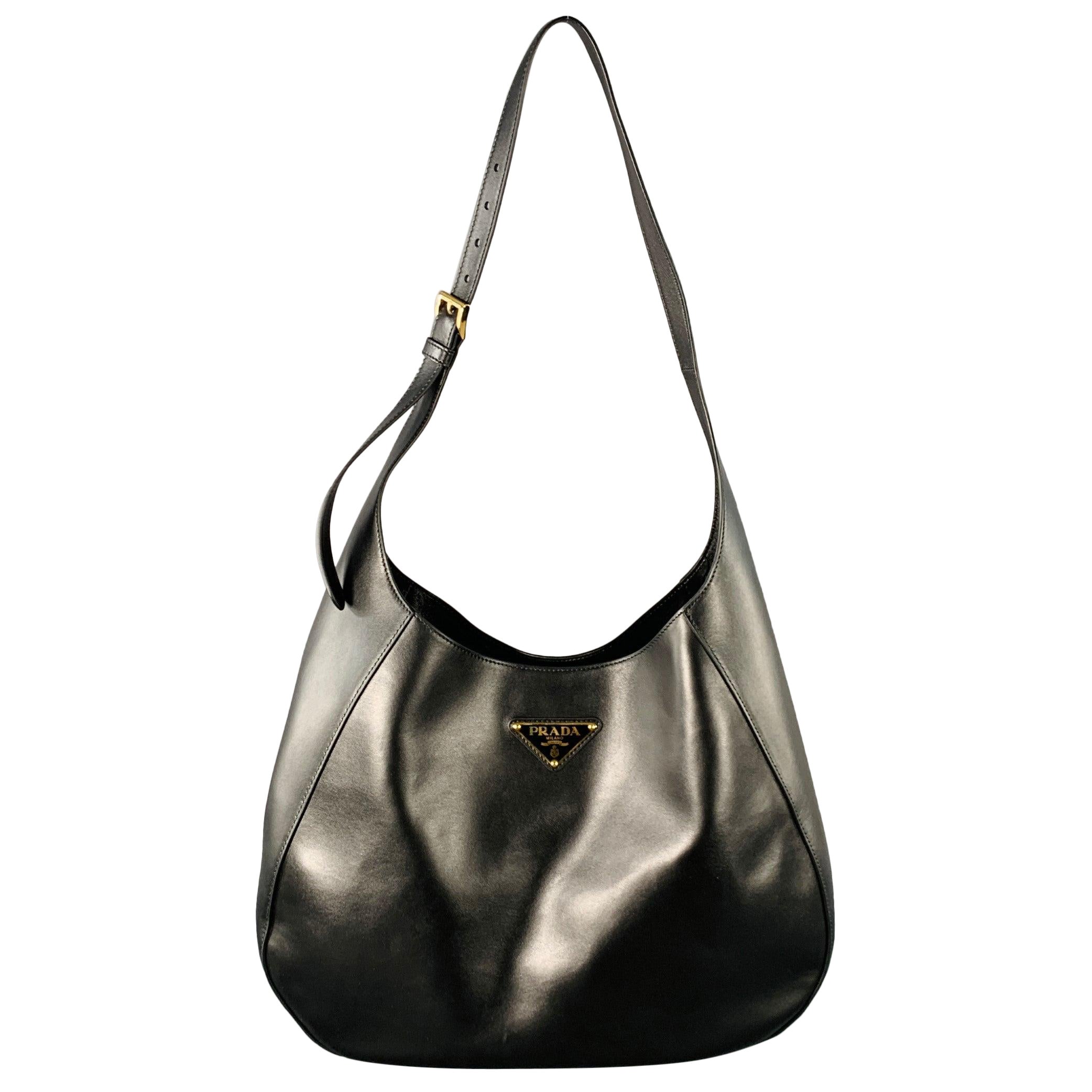 PRADA City Hobo-Tasche aus schwarzem Kalbsleder