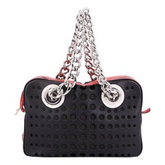 Prada City Fori Chain Shoulder Bag Perforated Calfskin Small
