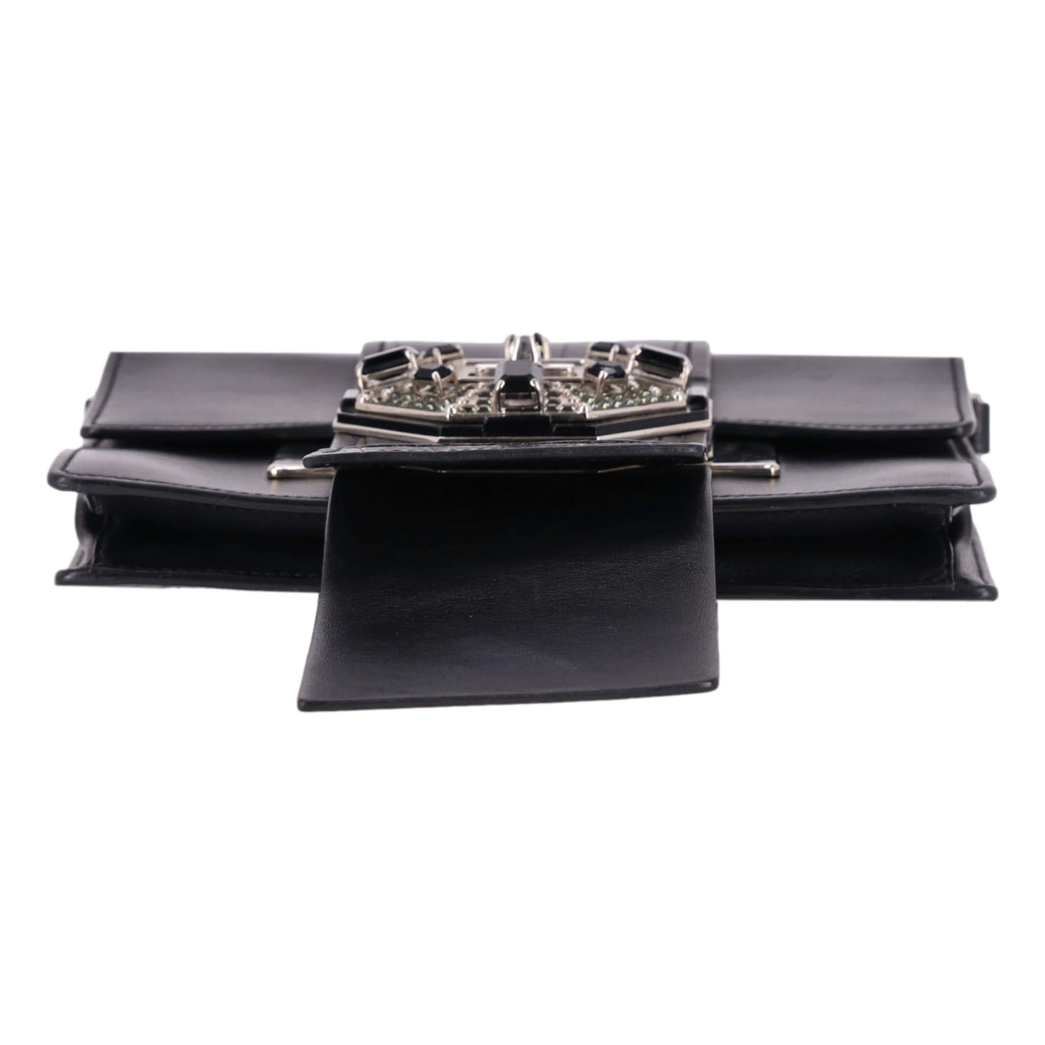 Donna Borsa Prada City con nastro in pelle e cristalli con tracolla in resina e cristalli in vendita