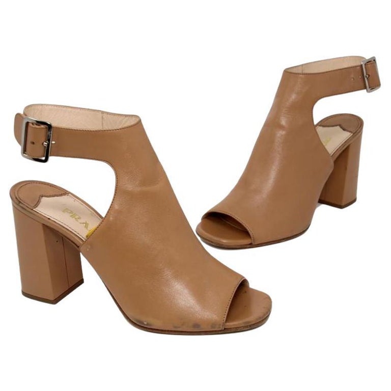 Prada Classic Leather Open Toe Ankle Wrap Heel Boots/ booties  PP-S0917P-0131 For Sale at 1stDibs