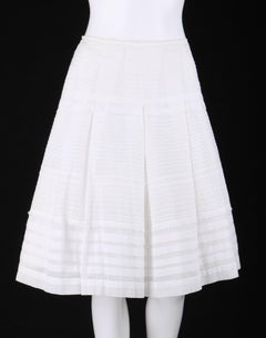 PRADA Classic White Pleated Cotton Tulle Layered Skirt Size 44