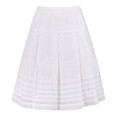 PRADA Classic White Pleated Cotton Tulle Layered Skirt Size 44