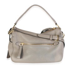 Prada Clay Gray Grained Calfskin Small Triangle Logo Shoulder Bag