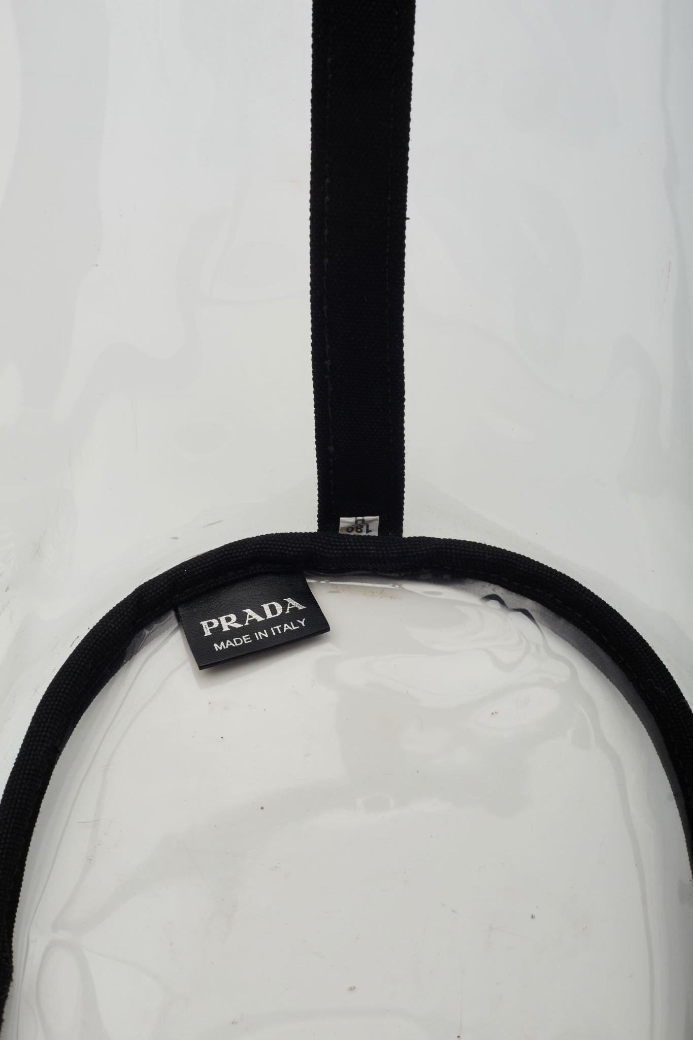 Prada Clear Pvc Logo Beach Tote Bag For Sale 5