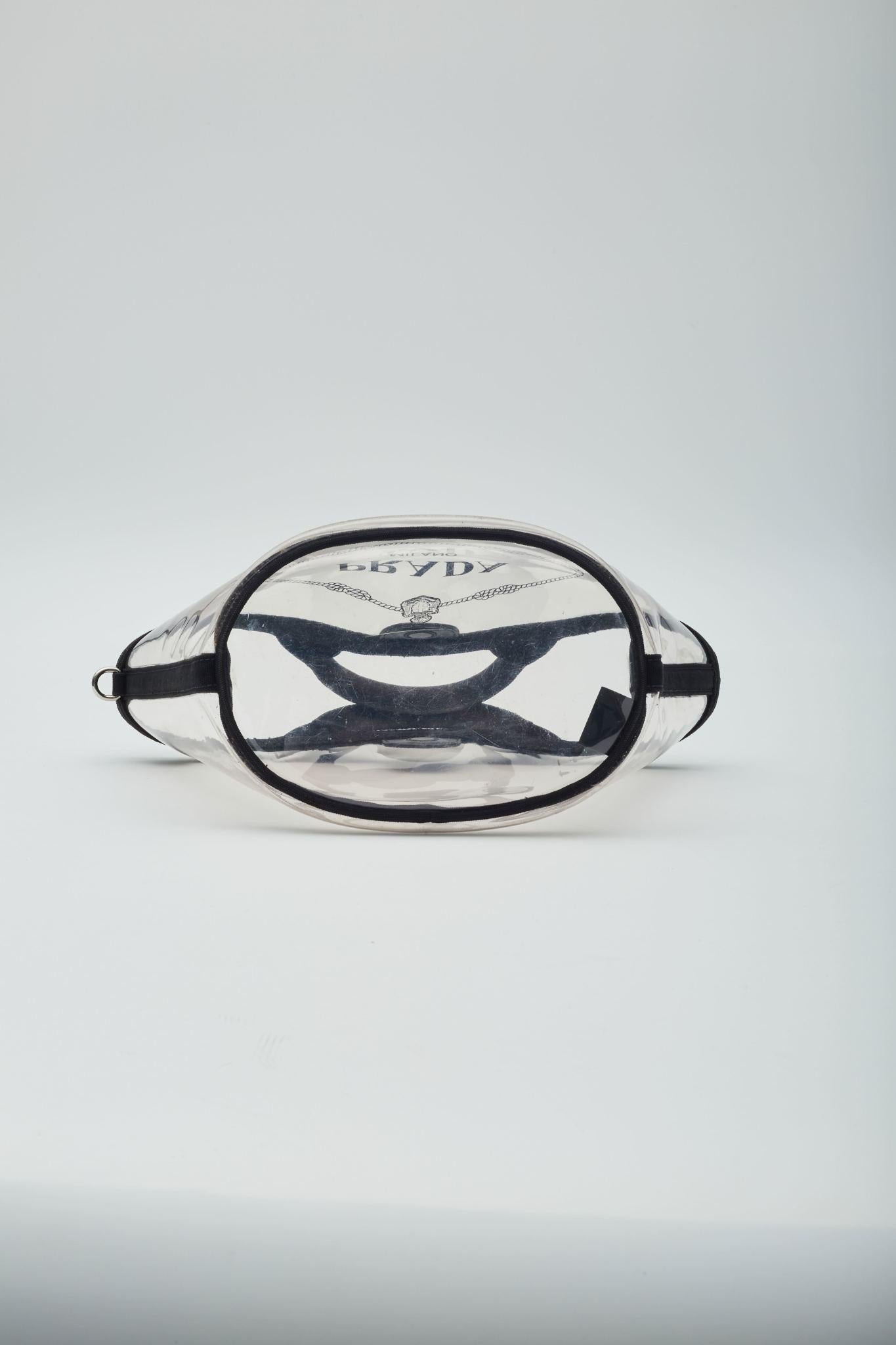 Prada Clear Pvc Logo Beach Tote Bag For Sale 2