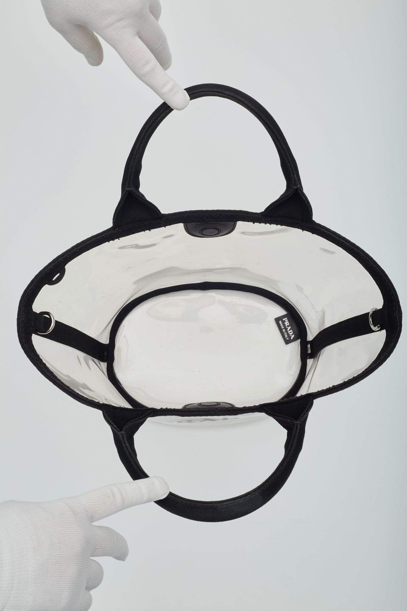 Prada Clear Pvc Logo Beach Tote Bag For Sale 3
