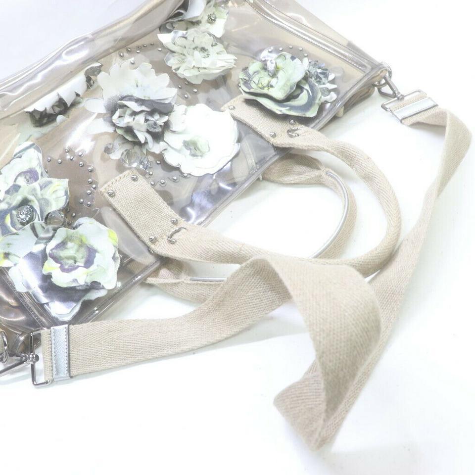 Prada Clear Vinyl Floral Tote Bag with Strap 863384 2