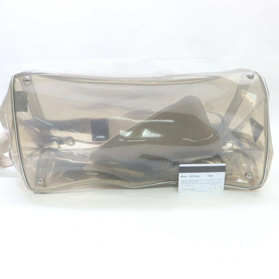 Prada Clear Vinyl Floral Tote Bag with Strap 863384 4