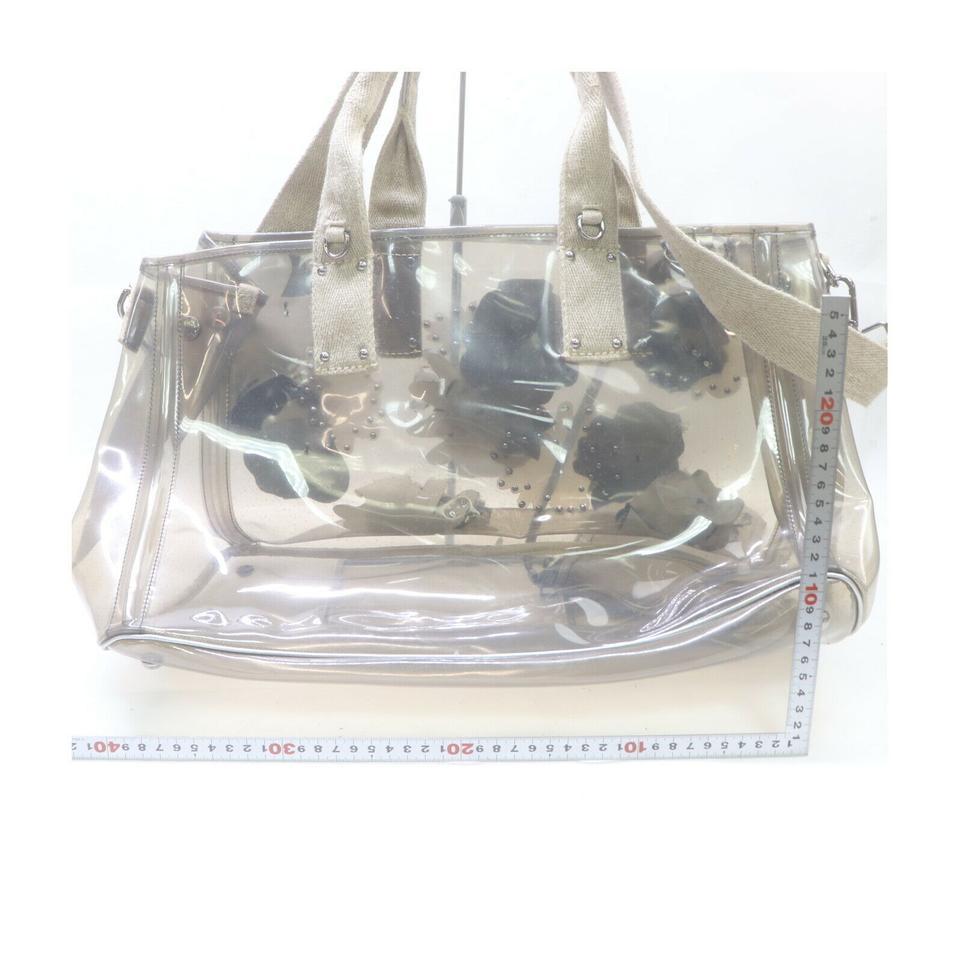 Prada Clear Vinyl Floral Tote Bag with Strap 863384 1