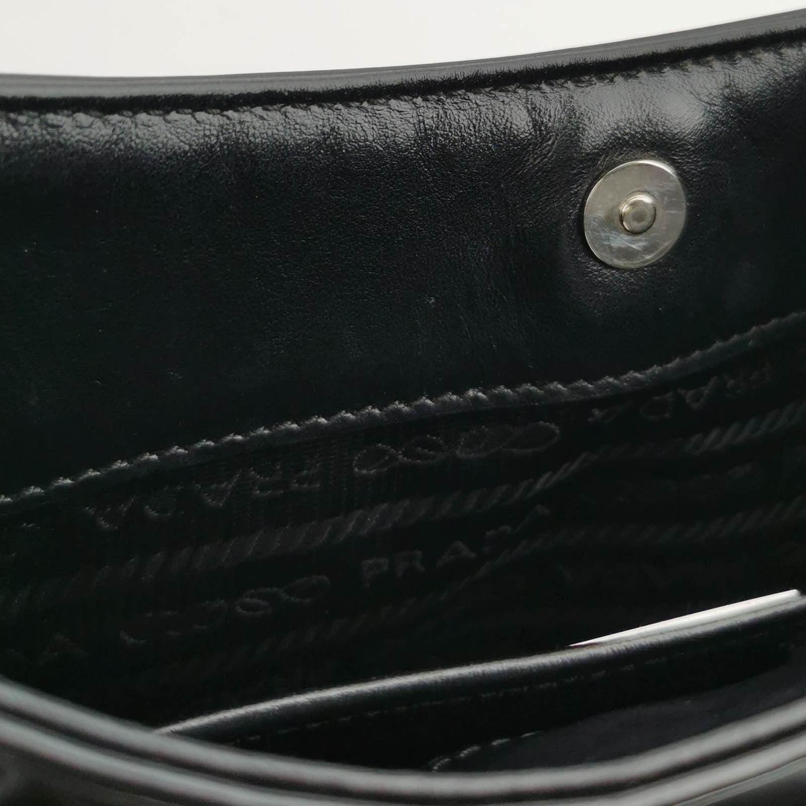 Prada Cleo Black Smooth Leather Shoulder Bag For Sale 7