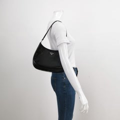 Prada Cleo Black Smooth Leather Shoulder Bag