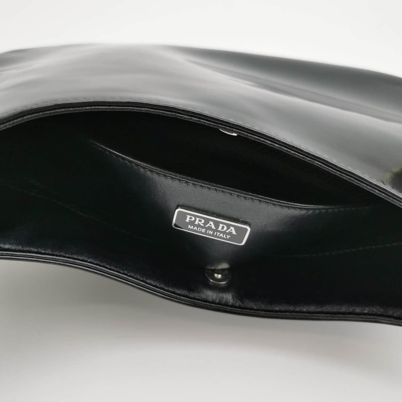 Women's Prada Cleo Black Smooth Leather Shoulder Bag For Sale