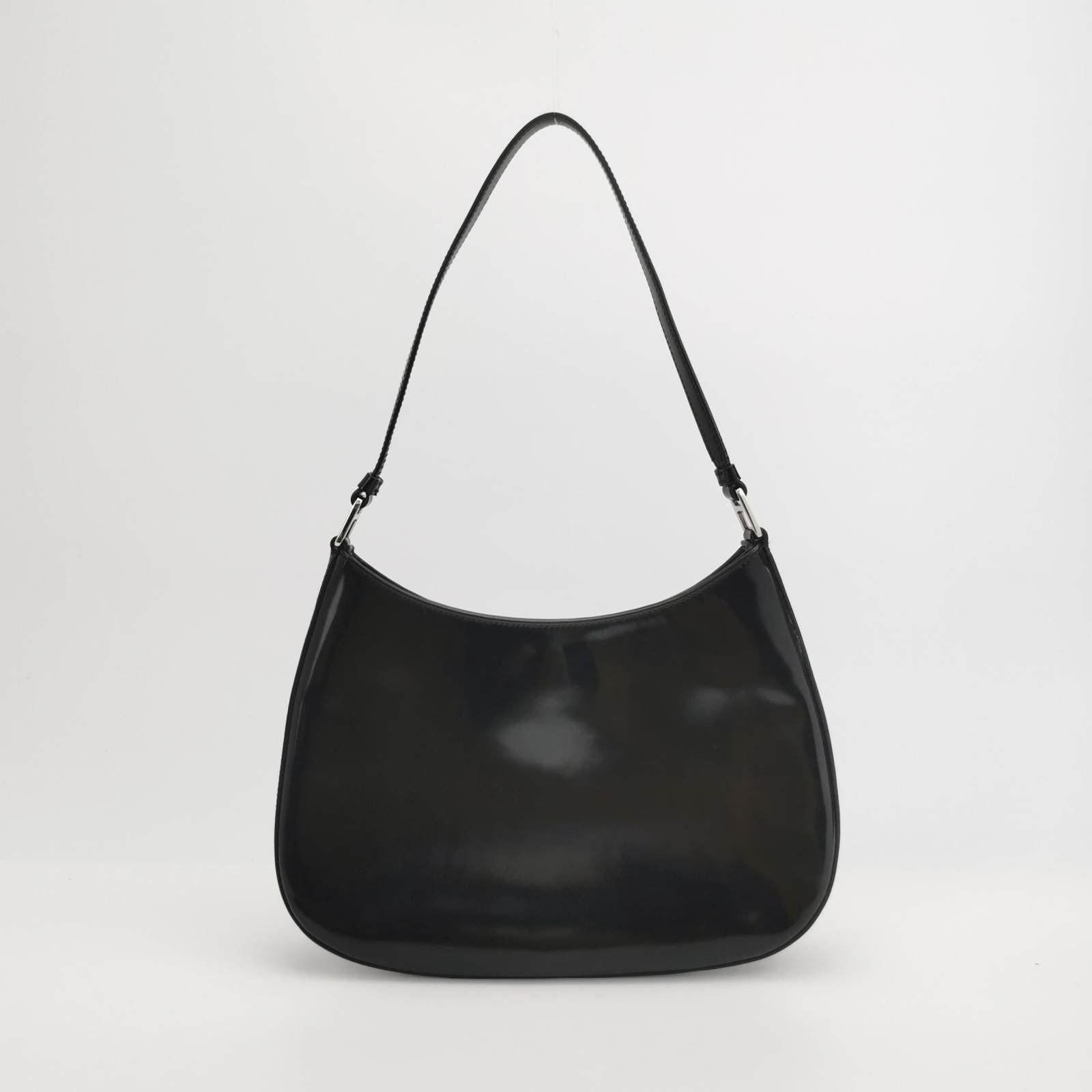 Prada Cleo Black Smooth Leather Shoulder Bag For Sale 3