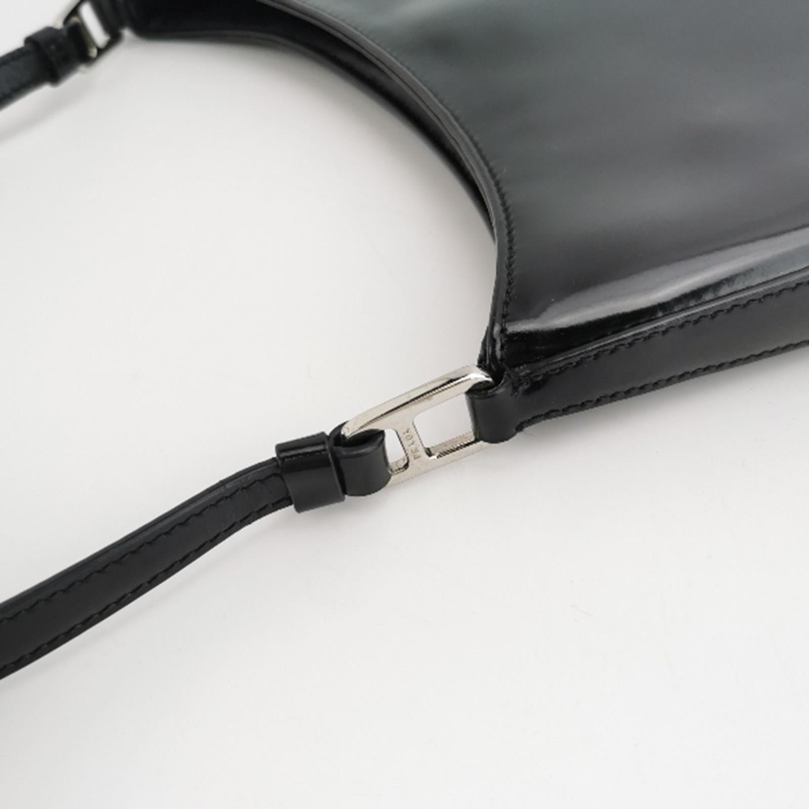 Prada Cleo Black Smooth Leather Shoulder Bag For Sale 5