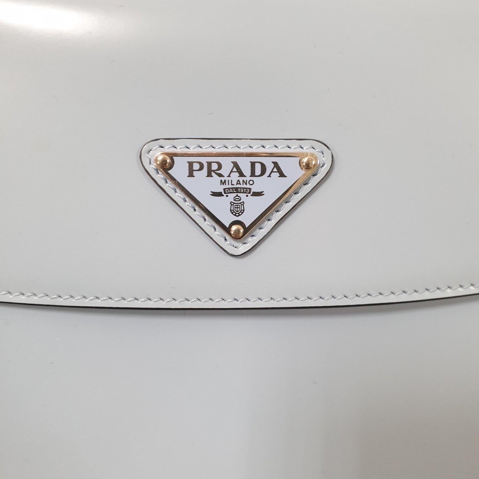 Prada Cleo Blue Brushed Leather Shoulder Flap Bag In Good Condition In Krakow, PL