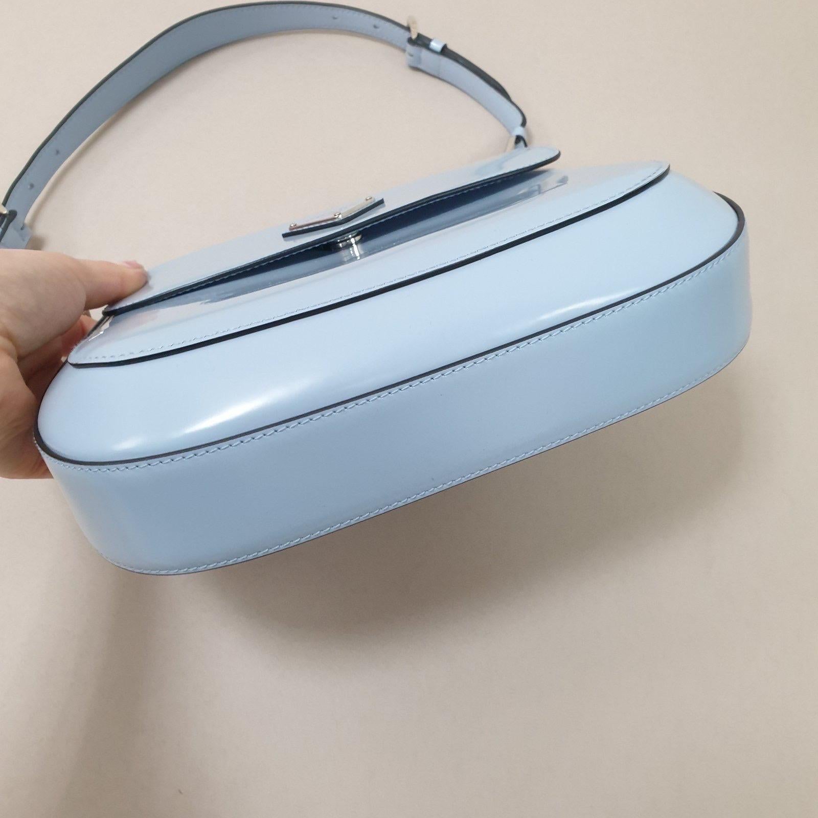 Prada Cleo Blue Brushed Leather Shoulder Flap Bag 1