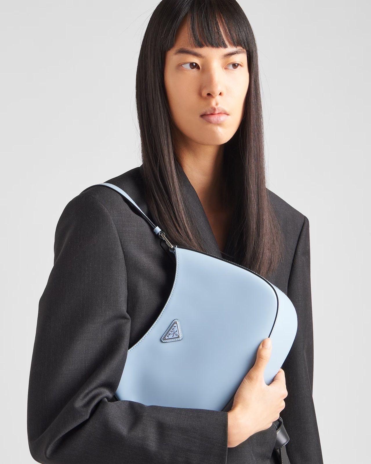 Prada Cleo Blue Brushed Leather Shoulder Flap Bag 4