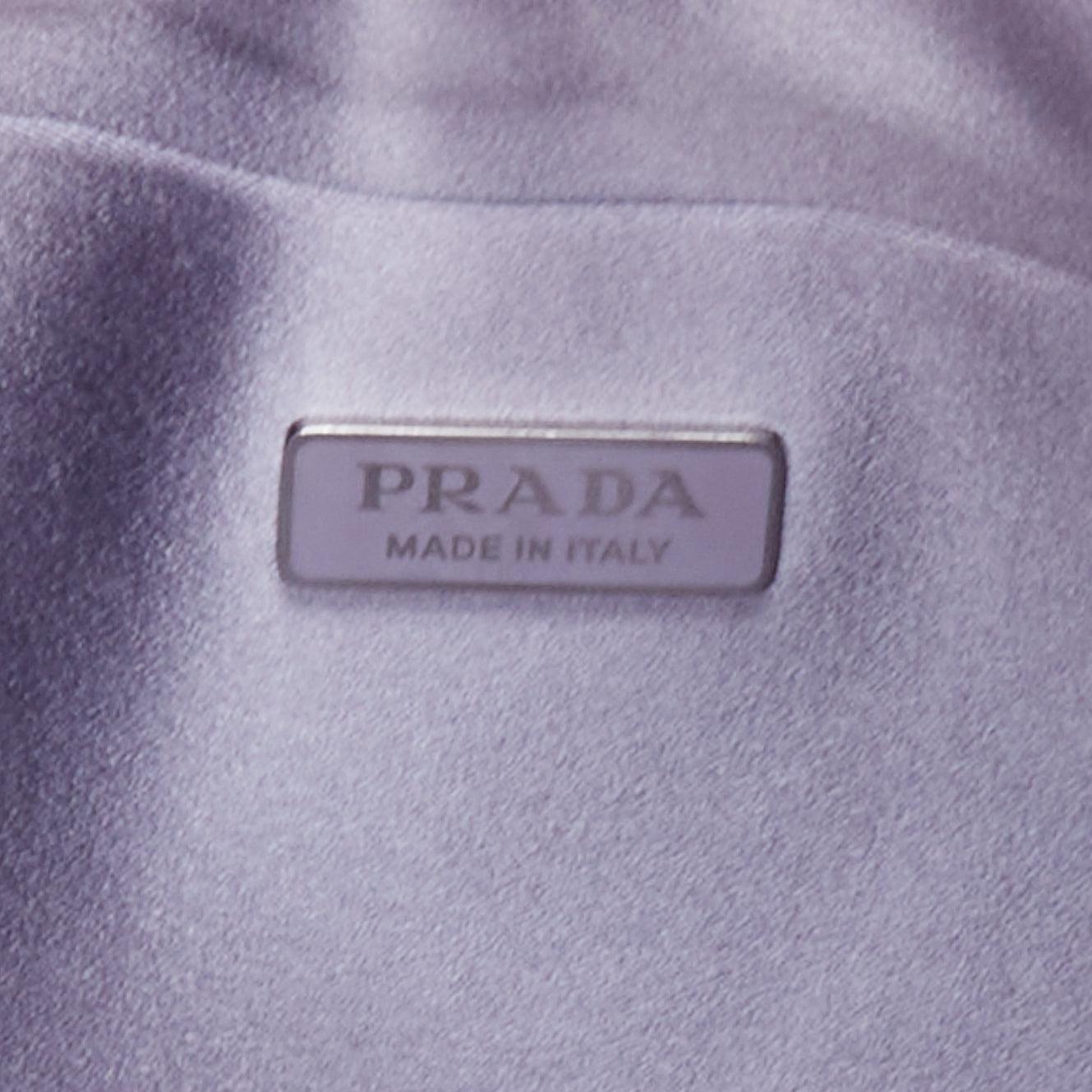 PRADA Cleo blue crystal encrusted satin triangle logo underarm shoulder bag For Sale 5