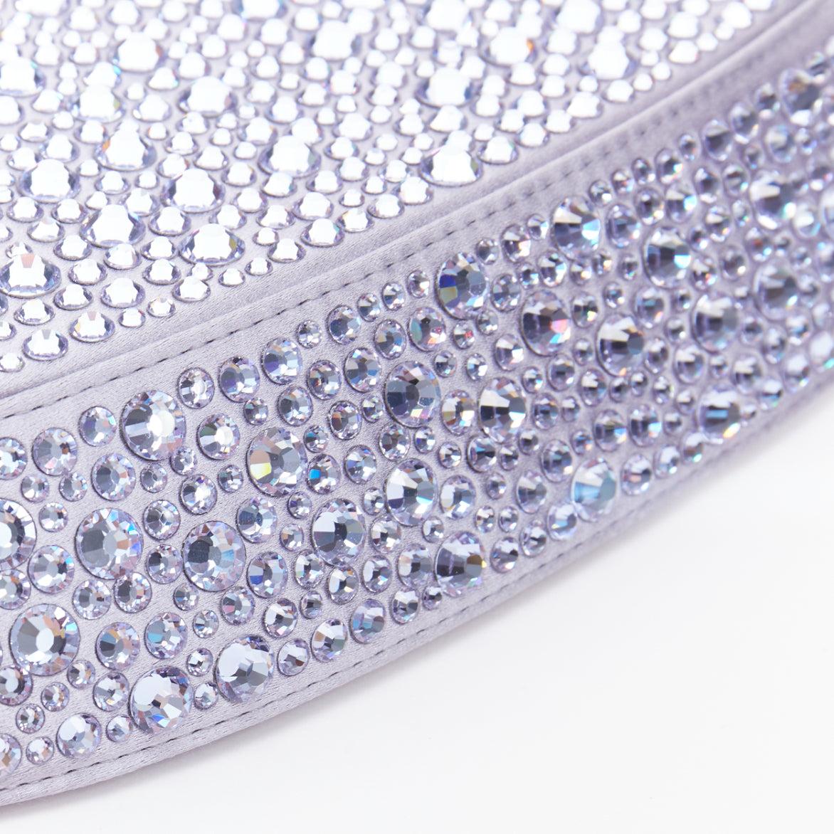 PRADA Cleo blue crystal encrusted satin triangle logo underarm shoulder bag For Sale 3