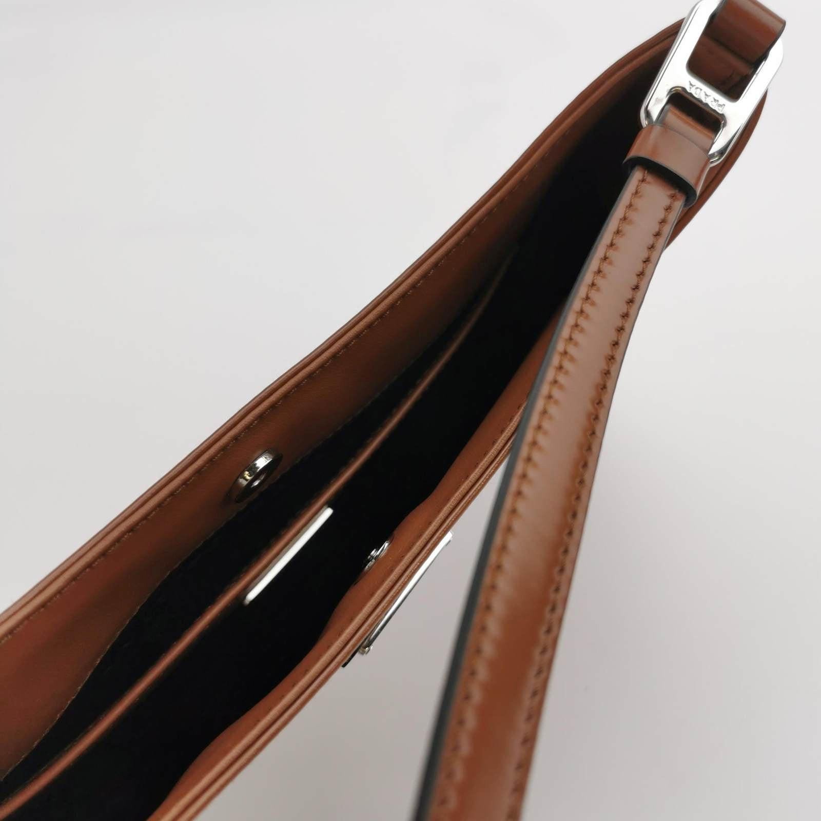 Prada Cleo Caramel Brown Brushed Leather Shoulder Bag 2