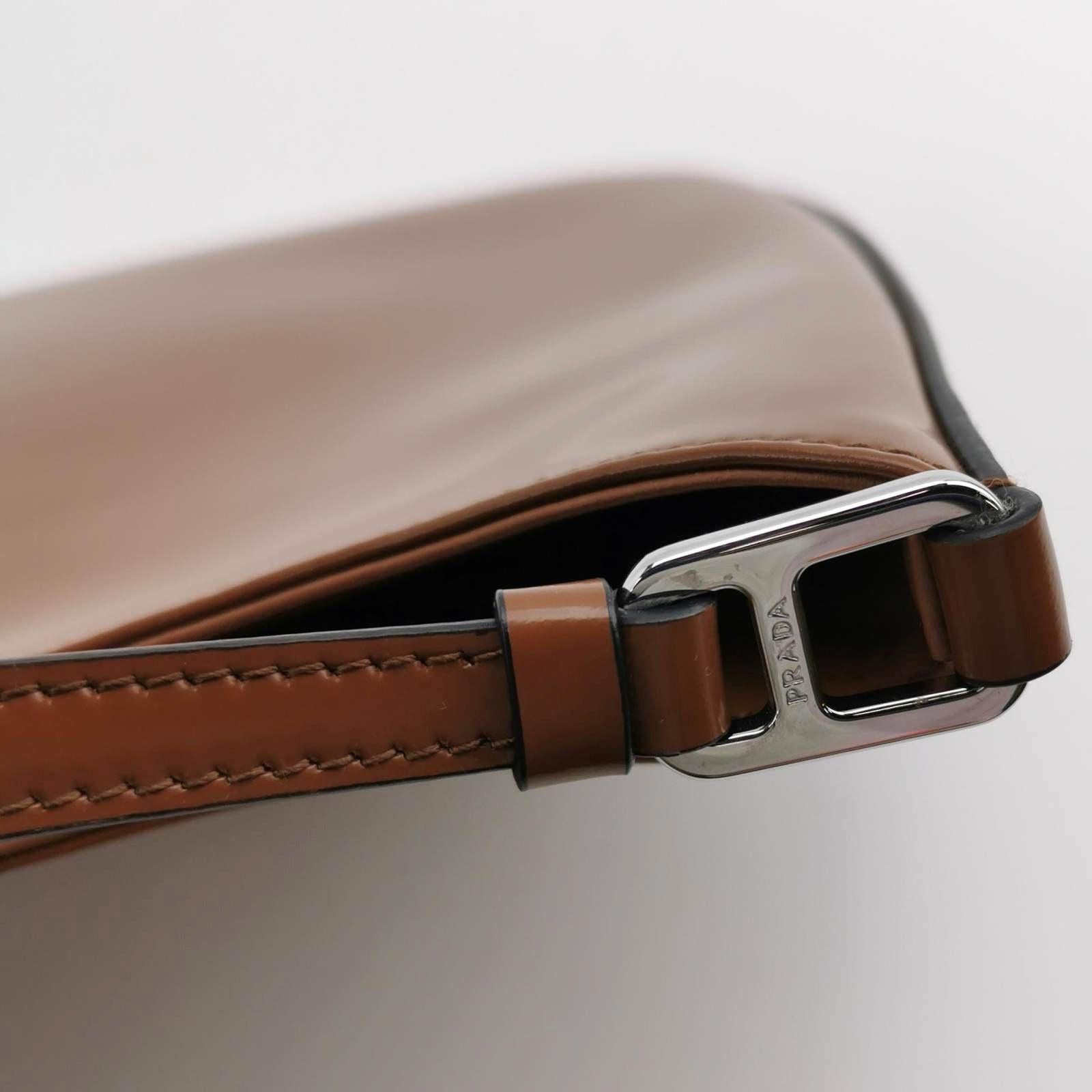 Prada Cleo Caramel Brown Brushed Leather Shoulder Bag 4