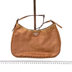 Prada Cleo Caramel Brown Nylon Shoulder Bag