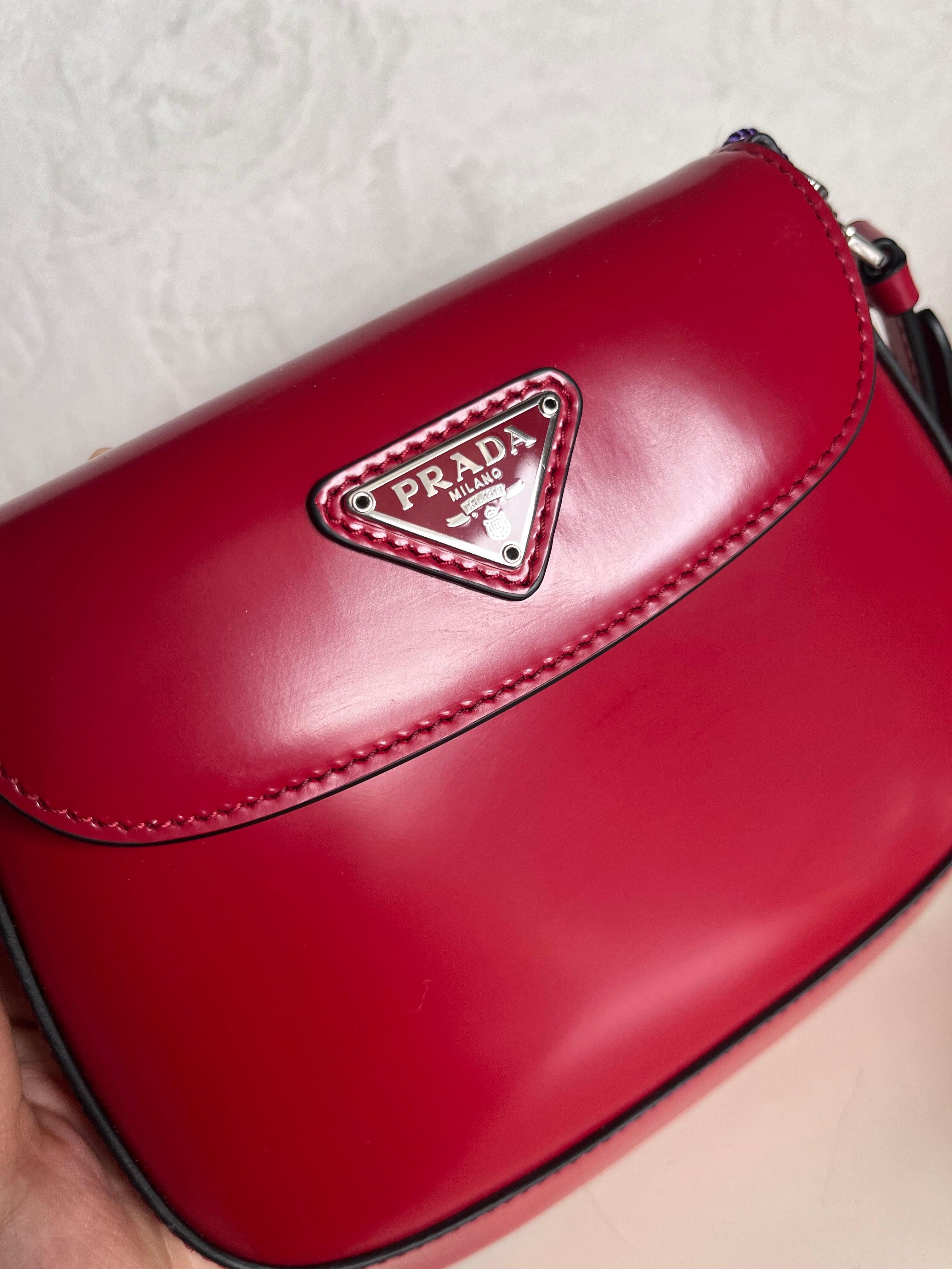 Prada Cleo Flap Red Leather Mini Shoulder bag For Sale 13