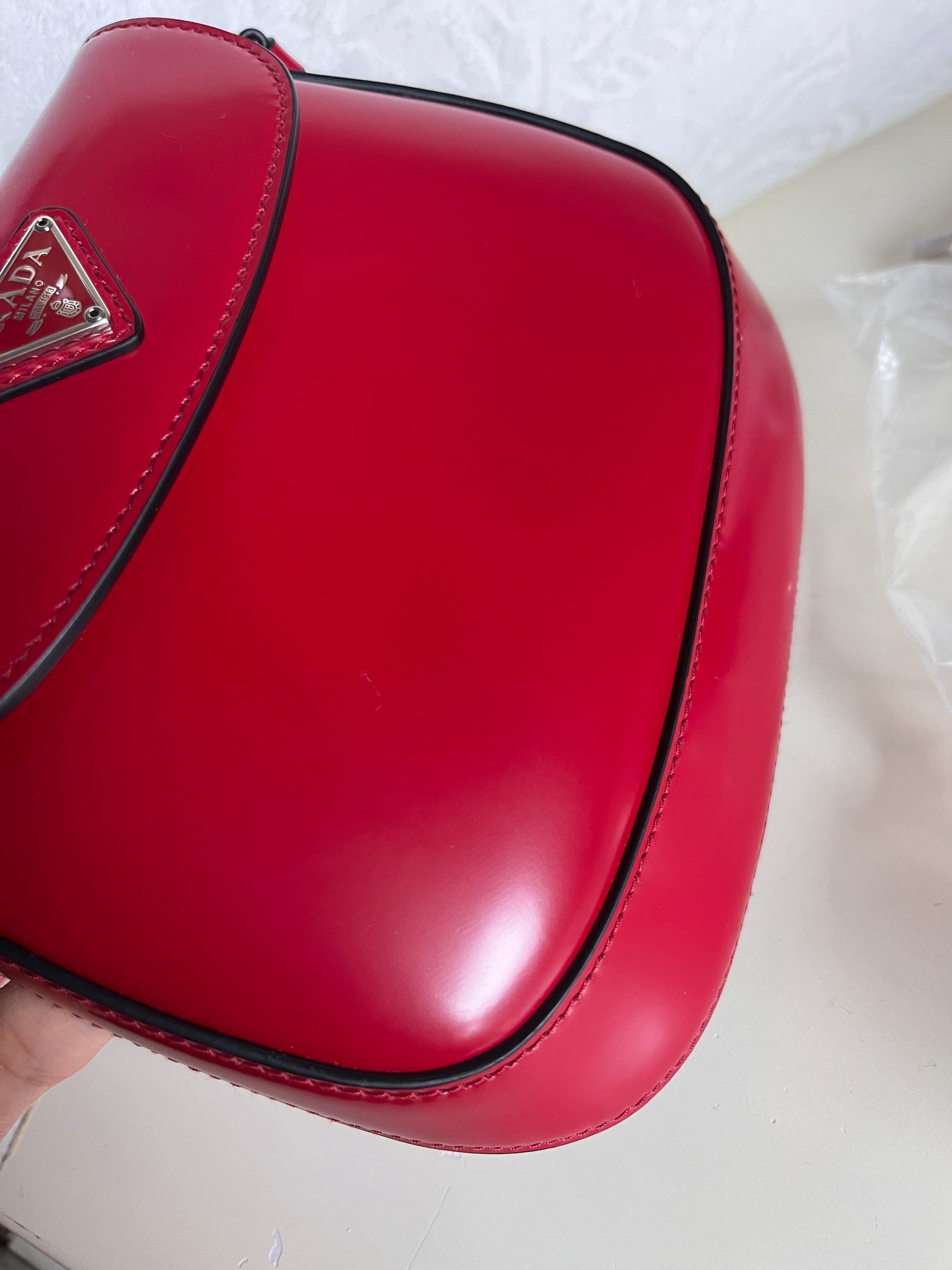 Prada Cleo Flap Red Leather Mini Shoulder bag For Sale 15